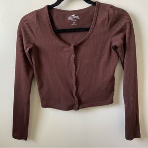 SOLD Hollister Chocolate Button Down Crop Top